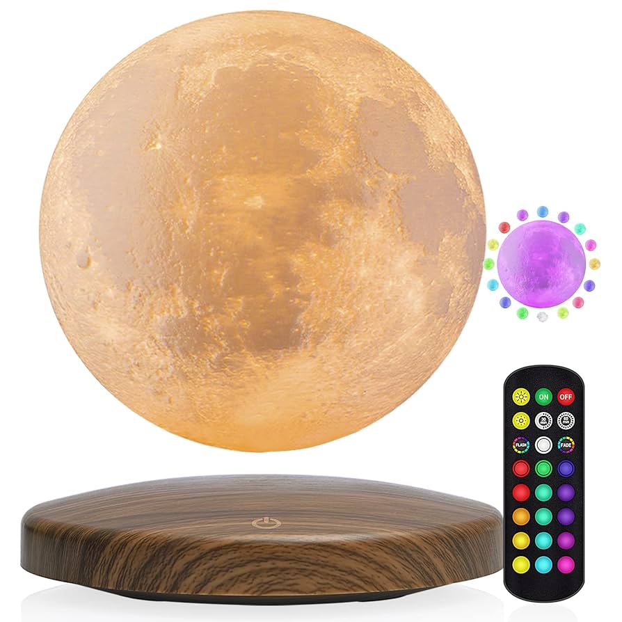 FIRPOW Levitating Moon Lamp, 18 Colors 6 in Floating Moon